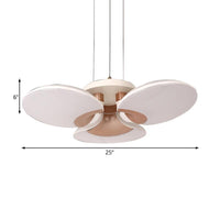3 Lights Living Room Chandelier with Flower Shade Modern White Ceiling Pendant Light - Rebooters
