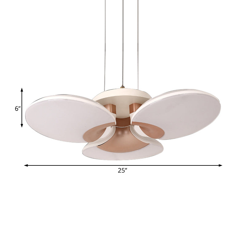 3 Lights Living Room Chandelier with Flower Shade Modern White Ceiling Pendant Light - Rebooters