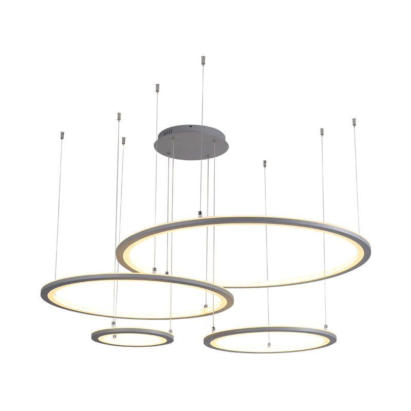 White/Grey Circular Chandelier Lighting Modernist 3/4 Lights - Rebooters