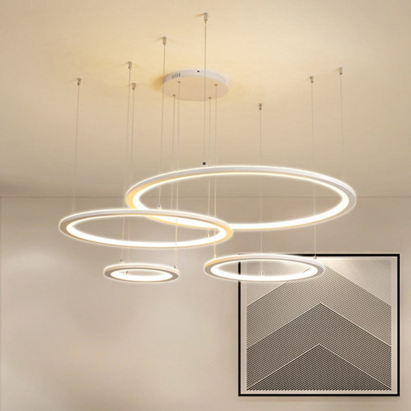 White/Grey Circular Chandelier Lighting Modernist 3/4 Lights - Rebooters