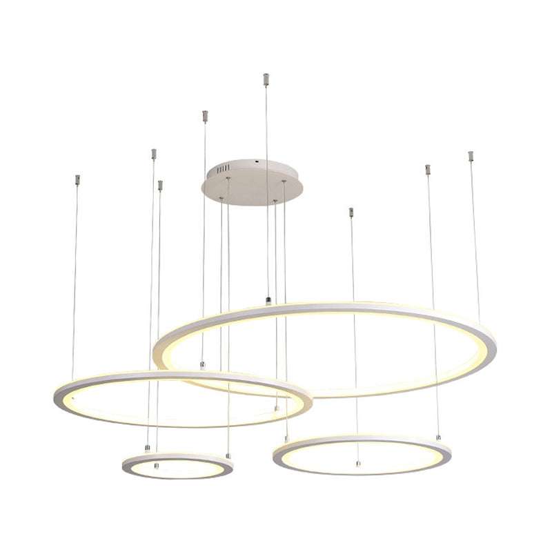 White/Grey Circular Chandelier Lighting Modernist 3/4 Lights - Rebooters