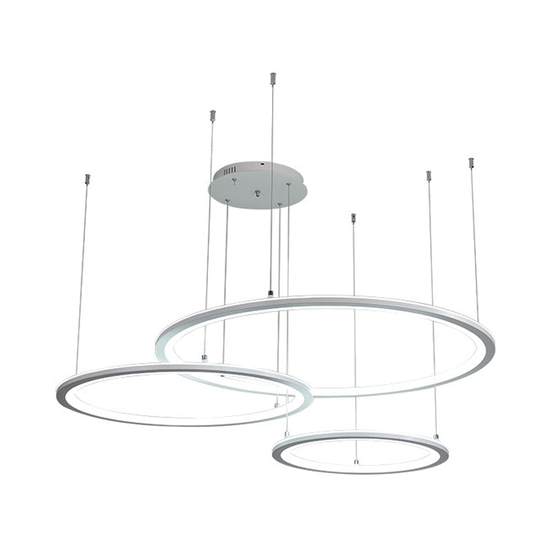 White/Grey Circular Chandelier Lighting Modernist 3/4 Lights - Rebooters