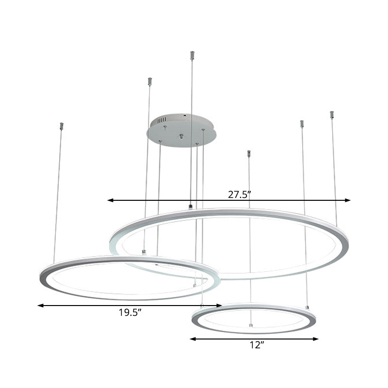 White/Grey Circular Chandelier Lighting Modernist 3/4 Lights - Rebooters