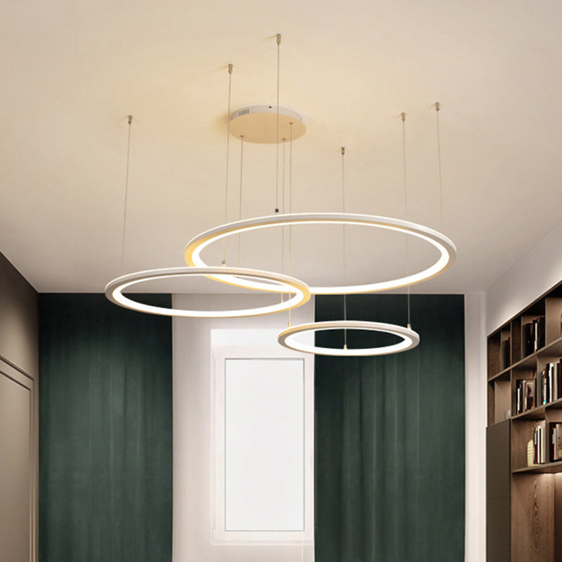 White/Grey Circular Chandelier Lighting Modernist 3/4 Lights - Rebooters