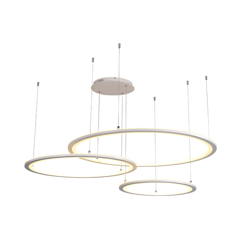 White/Grey Circular Chandelier Lighting Modernist 3/4 Lights - Rebooters