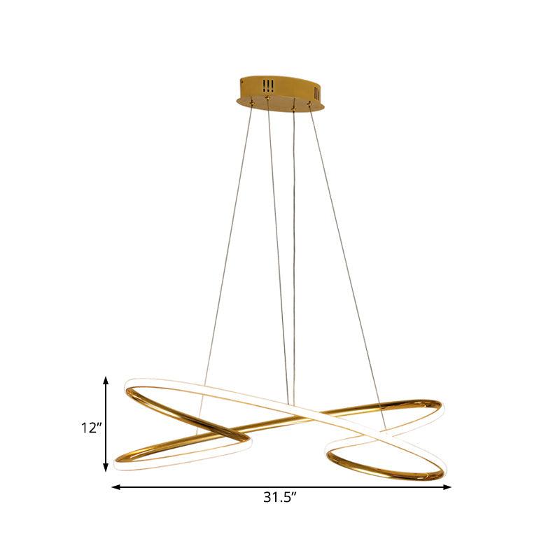 31.5"/39" Wide Twist Acrylic Chandelier Lighting Modernist Led Chrome Gold Pendant Light - Rebooters