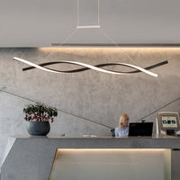 Acrylic Wave Chandelier Lighting Modernist Led Black Grey Pendant - Rebooters