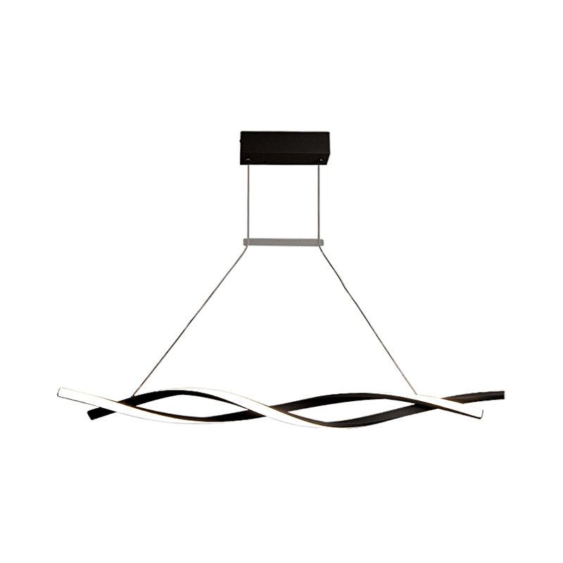 Acrylic Wave Chandelier Lighting Modernist Led Black Grey Pendant - Rebooters