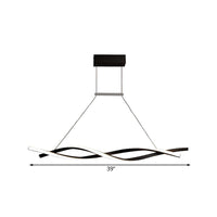 Acrylic Wave Chandelier Lighting Modernist Led Black Grey Pendant - Rebooters