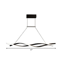 Acrylic Wave Chandelier Lighting Modernist Led Black Grey Pendant - Rebooters