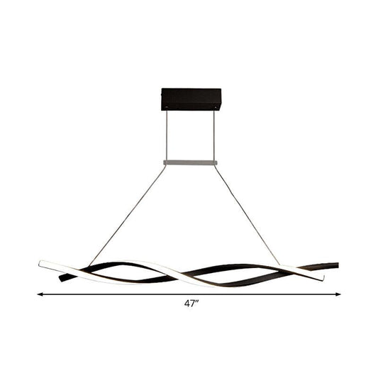 Acrylic Wave Chandelier Lighting Modernist Led Black Grey Pendant - Rebooters