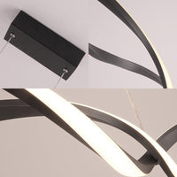 Acrylic Wave Chandelier Lighting Modernist Led Black Grey Pendant - Rebooters