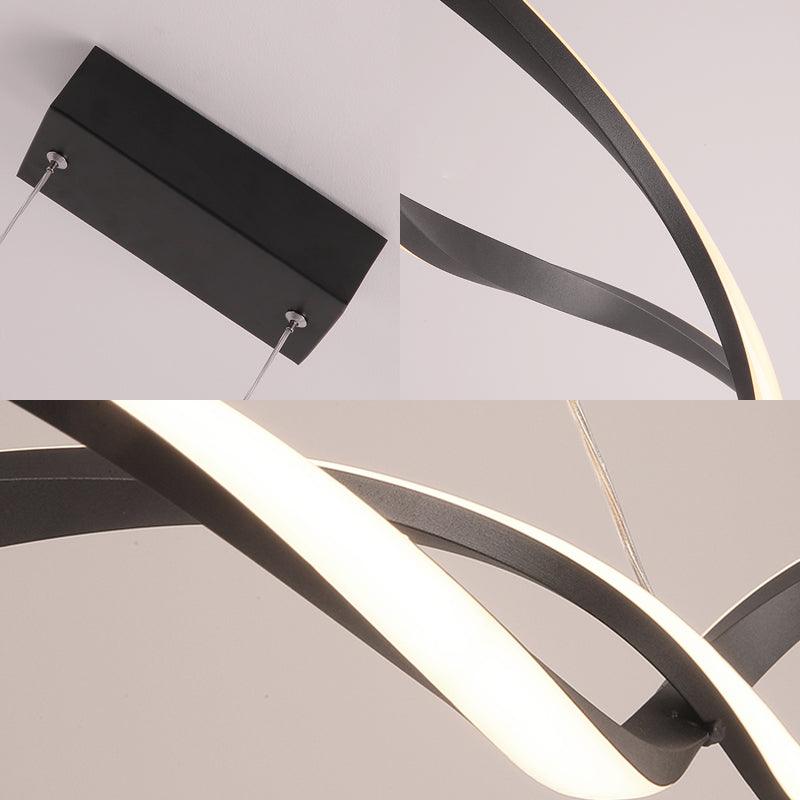 Acrylic Wave Chandelier Lighting Modernist Led Black Grey Pendant - Rebooters