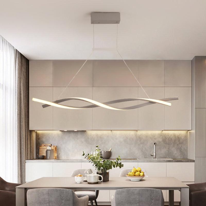 Acrylic Wave Chandelier Lighting Modernist Led Black Grey Pendant - Rebooters