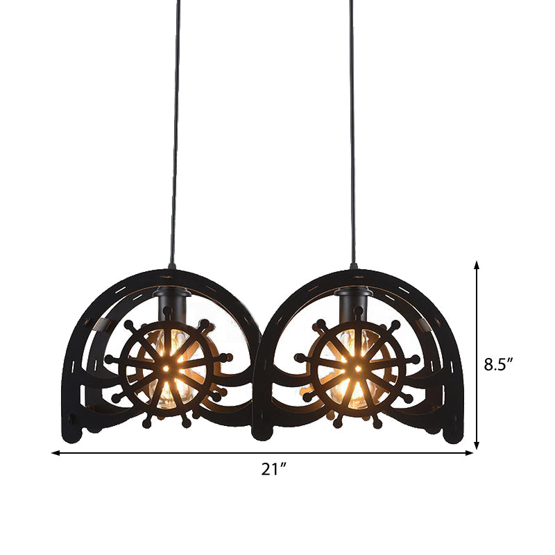 Metal Black Pendant Lamp Wheel Shade Vintage Chandelier Light - Rebooters