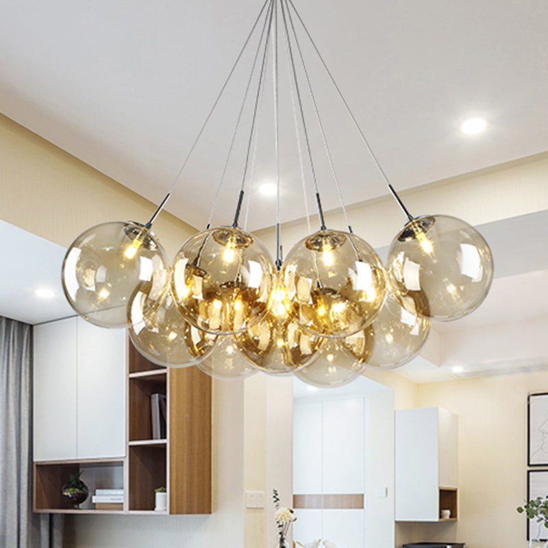 10 Lights Living Room Multi Light Pendant Modern Chrome LED Ceiling Lamp - Rebooters