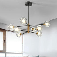 Ball Living Room Hanging Lighting Clear Glass 8-Light Modern Pendant Chandelier - Rebooters