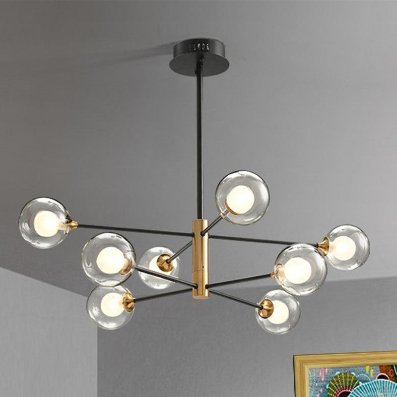 Ball Living Room Hanging Lighting Clear Glass 8-Light Modern Pendant Chandelier - Rebooters