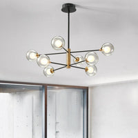 Ball Living Room Hanging Lighting Clear Glass 8-Light Modern Pendant Chandelier - Rebooters
