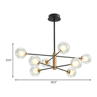 Ball Living Room Hanging Lighting Clear Glass 8-Light Modern Pendant Chandelier - Rebooters