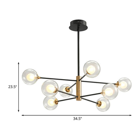 Ball Living Room Hanging Lighting Clear Glass 8-Light Modern Pendant Chandelier - Rebooters