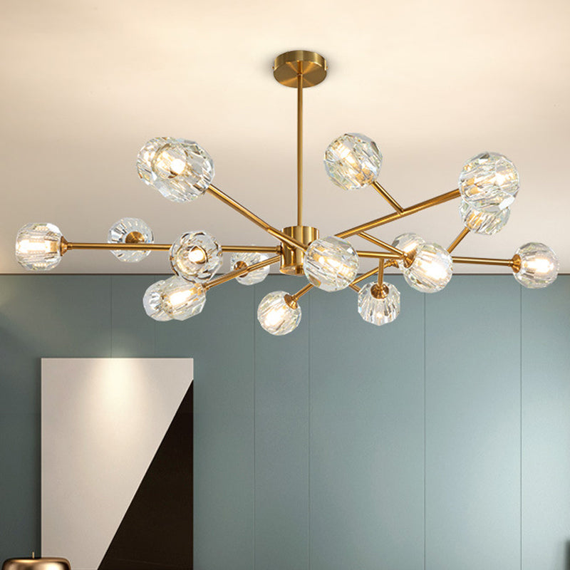 15-Bulb Living Room Suspension Light Modernist Gold Chandelier - Rebooters