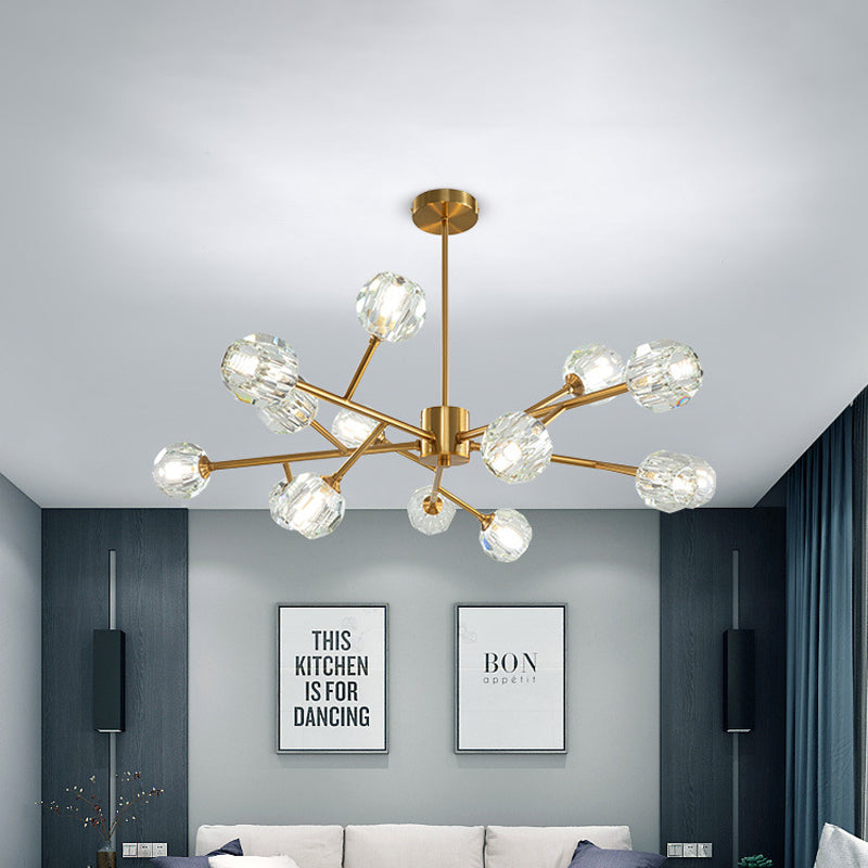 15-Bulb Living Room Suspension Light Modernist Gold Chandelier - Rebooters