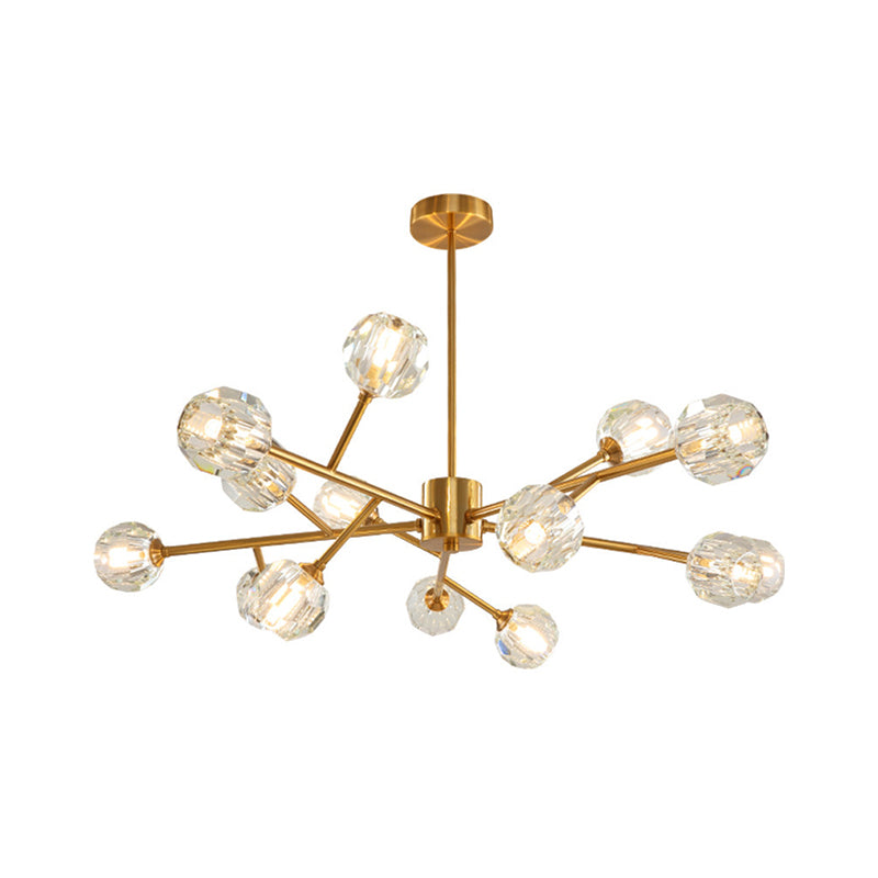 15-Bulb Living Room Suspension Light Modernist Gold Chandelier - Rebooters