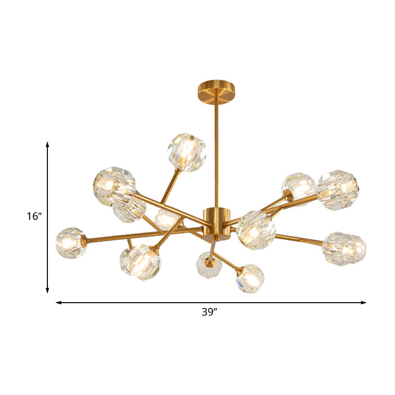 15-Bulb Living Room Suspension Light Modernist Gold Chandelier - Rebooters