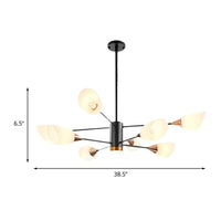 8 Heads Living Room Hanging Chandelier Black Pendant Light - Rebooters