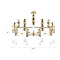 Bamboo Chandelier Lighting Post-Modern Metal 12 Heads Gold Hanging Lamp - Rebooters