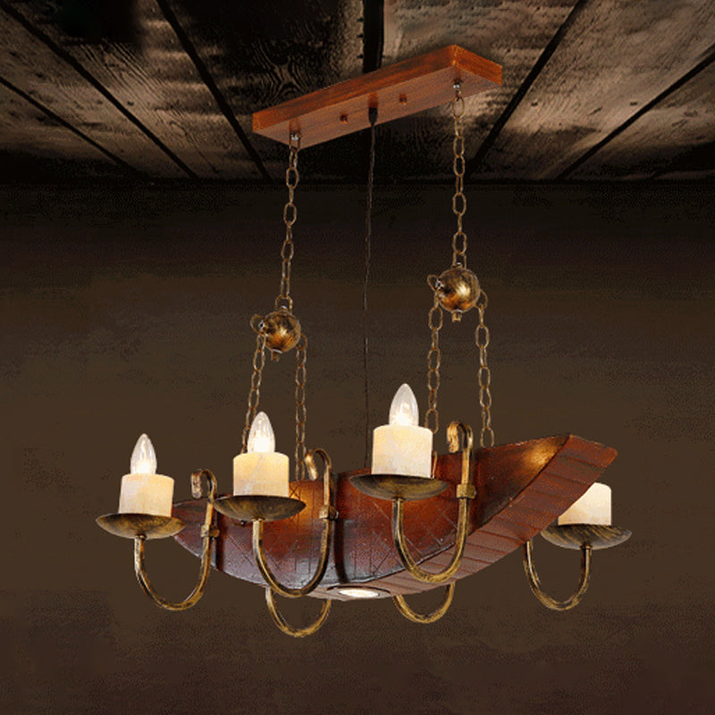 Antique Brass Candle Chandelier Lamp Rustic Metal 6-Light - Rebooters