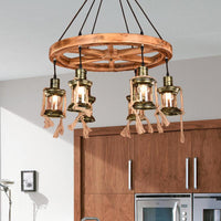 6-Light Metal Hanging Chandelier Coastal Bronze Kerosene Light Fixture - Rebooters