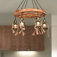 6-Light Metal Hanging Chandelier Coastal Bronze Kerosene Light Fixture - Rebooters