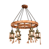 6-Light Metal Hanging Chandelier Coastal Bronze Kerosene Light Fixture - Rebooters