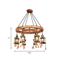 6-Light Metal Hanging Chandelier Coastal Bronze Kerosene Light Fixture - Rebooters