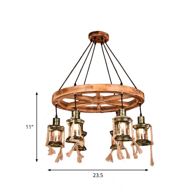 6-Light Metal Hanging Chandelier Coastal Bronze Kerosene Light Fixture - Rebooters