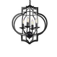 4-Bulb Ceiling Lamp with Candle Metal Shade in Black - Rebooters