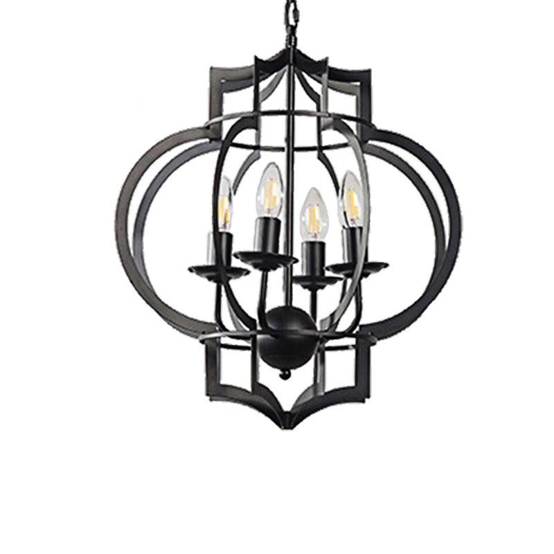 4-Bulb Ceiling Lamp with Candle Metal Shade in Black - Rebooters
