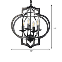 4-Bulb Ceiling Lamp with Candle Metal Shade in Black - Rebooters