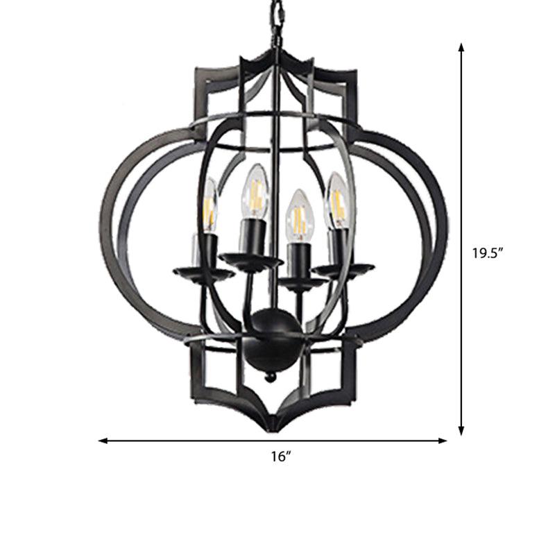 4-Bulb Ceiling Lamp with Candle Metal Shade in Black - Rebooters