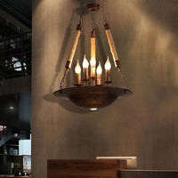 5-Light Metal Hanging Chandelier Industrial Rust Candle Pendant Light - Rebooters