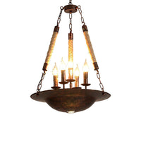 5-Light Metal Hanging Chandelier Industrial Rust Candle Pendant Light - Rebooters