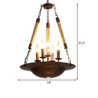 5-Light Metal Hanging Chandelier Industrial Rust Candle Pendant Light - Rebooters