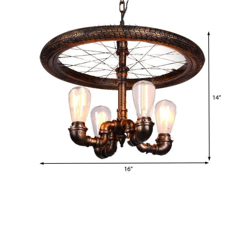 Wagon Wheel Metal Light Chandelier Retro Rustic 4-Light - Rebooters