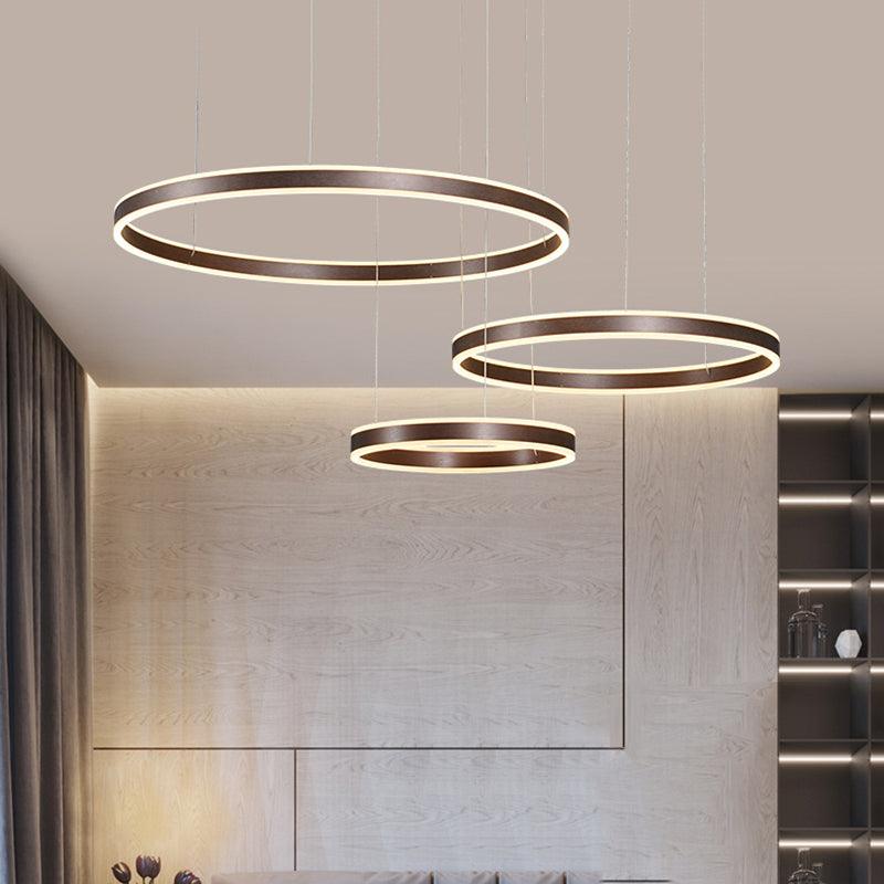 3/4-Light Circular LED Chandelier Contemporary Coffee Acrylic Pendant Lighting - Rebooters