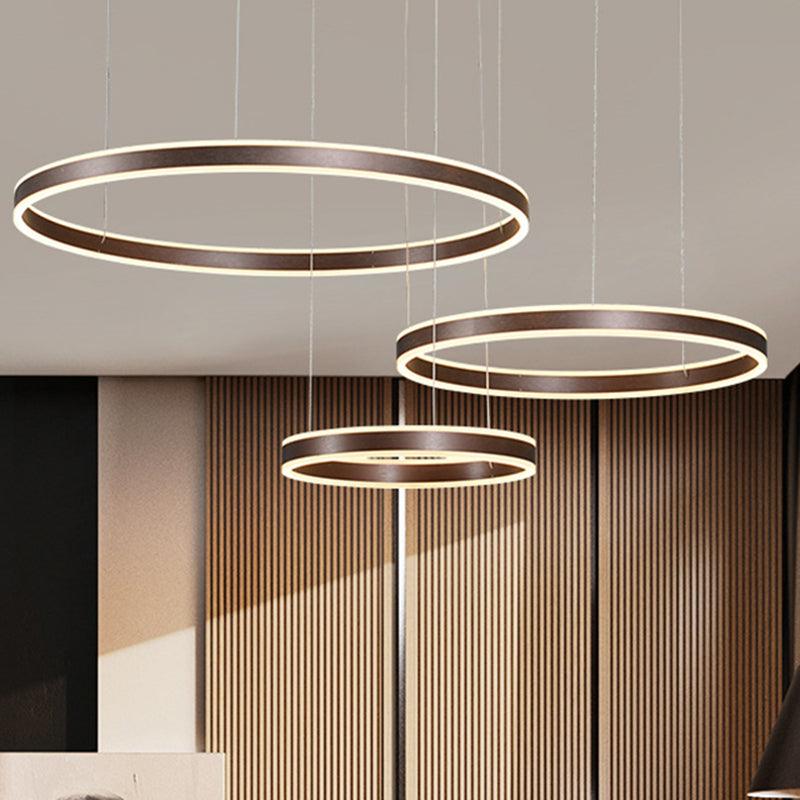 3/4-Light Circular LED Chandelier Contemporary Coffee Acrylic Pendant Lighting - Rebooters