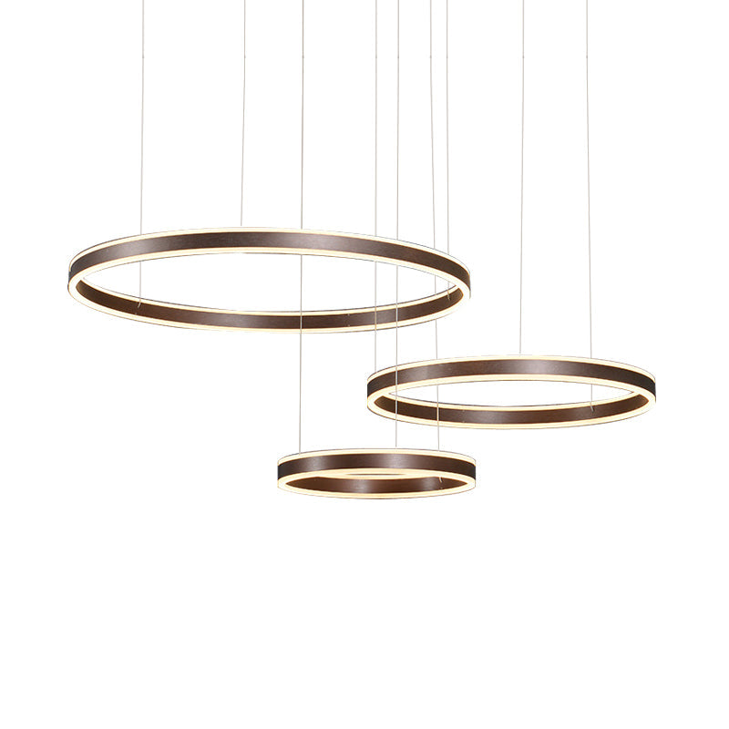 3/4-Light Circular LED Chandelier Contemporary Coffee Acrylic Pendant Lighting - Rebooters