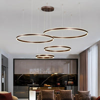 3/4-Light Circular LED Chandelier Contemporary Coffee Acrylic Pendant Lighting - Rebooters