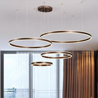 3/4-Light Circular LED Chandelier Contemporary Coffee Acrylic Pendant Lighting - Rebooters